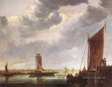 Le Ferry Bateau paysage marin peintre Aelbert Cuyp Peinture à l'huile